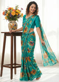 High Quality Garden Vareli Printed Nara Chiffon Saree