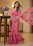 High Quality Garden Vareli Printed Nara Chiffon Saree