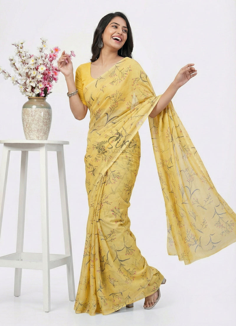 High Quality Garden Vareli Printed Nara Chiffon Saree