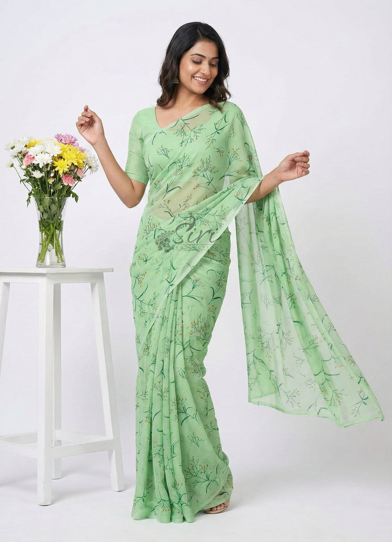 High Quality Garden Vareli Printed Nara Chiffon Saree