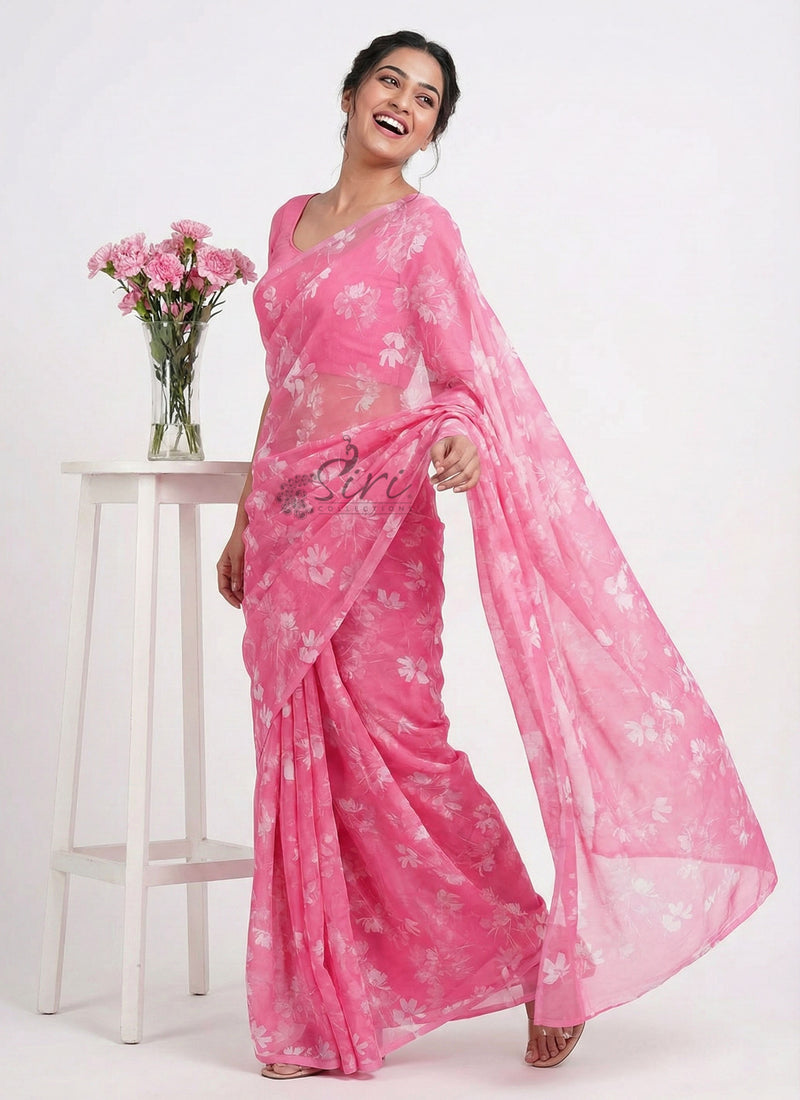 High Quality Garden Vareli Printed Nara Chiffon Saree