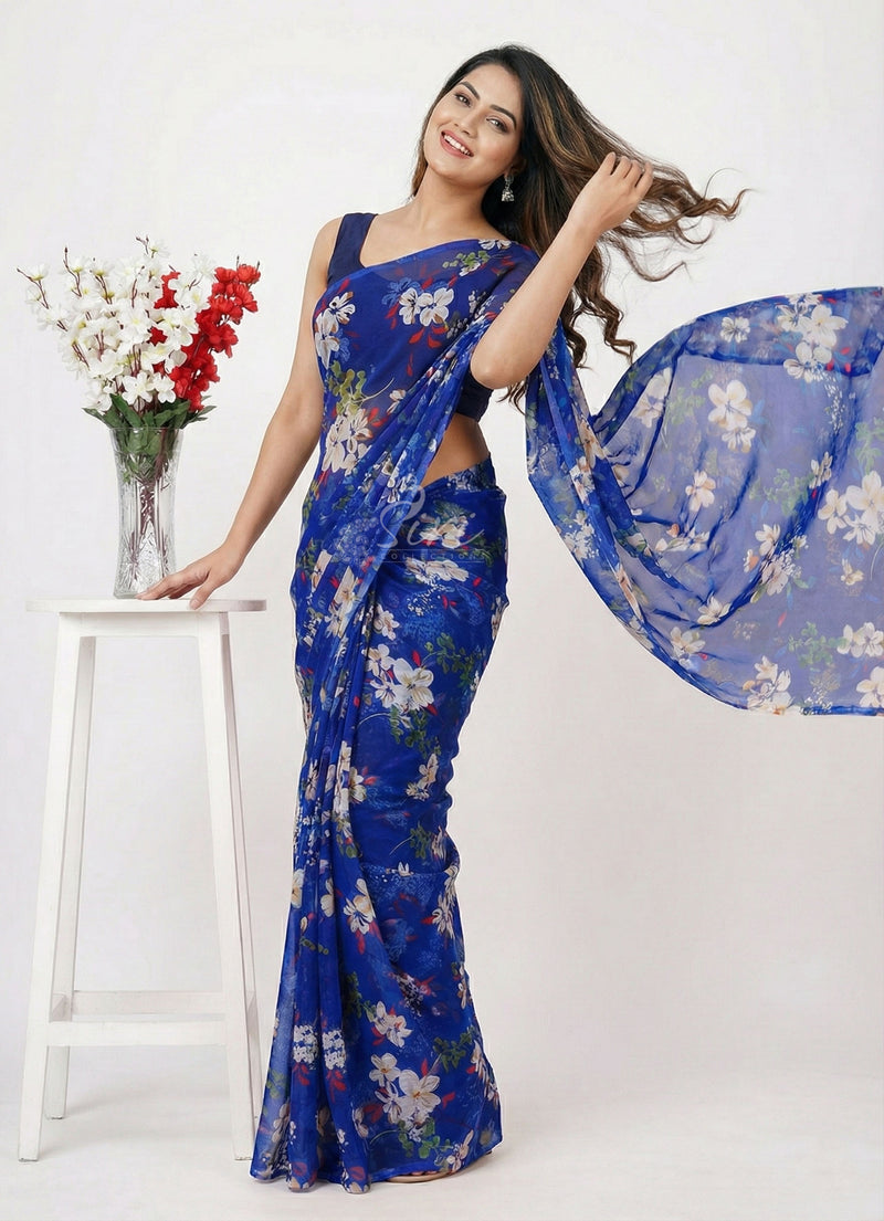 High Quality Garden Vareli Printed Nara Chiffon Saree
