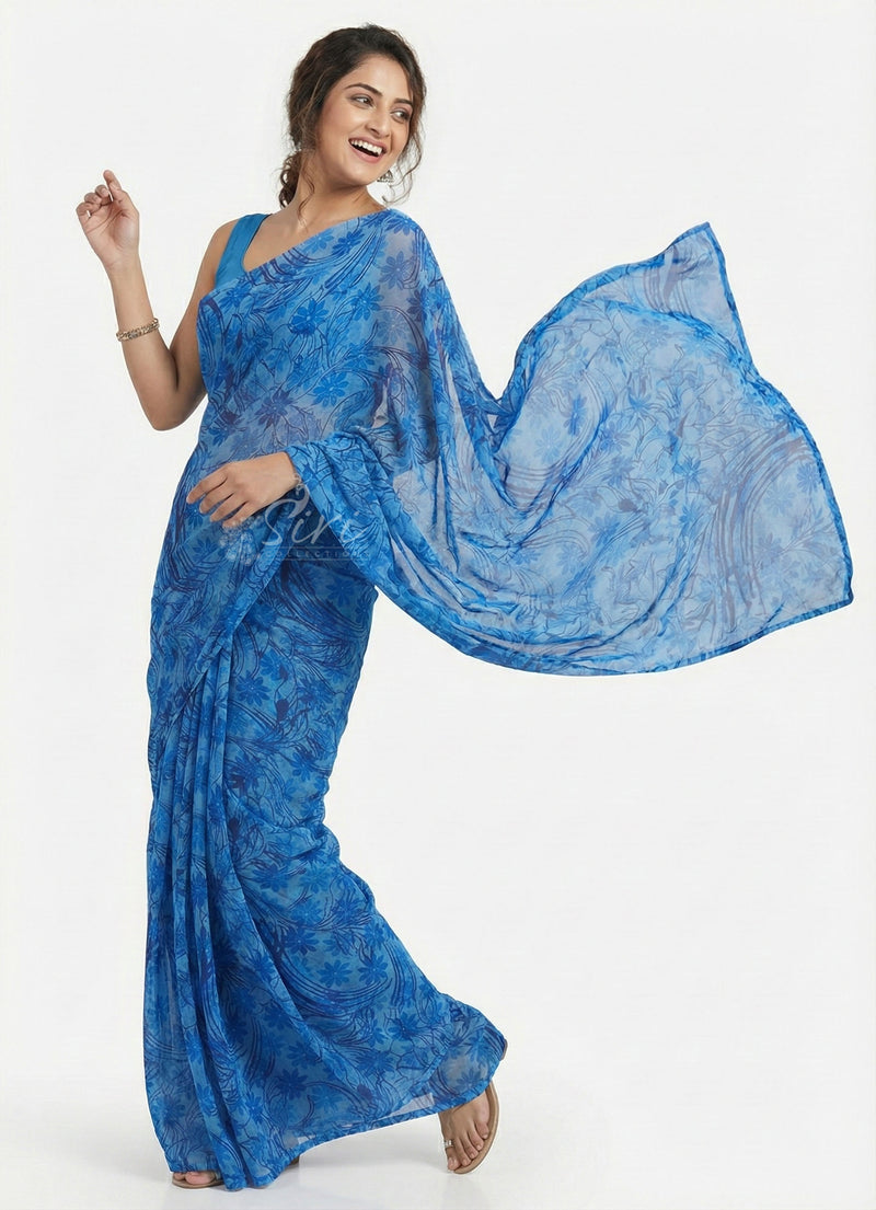 High Quality Garden Vareli Printed Nara Chiffon Saree