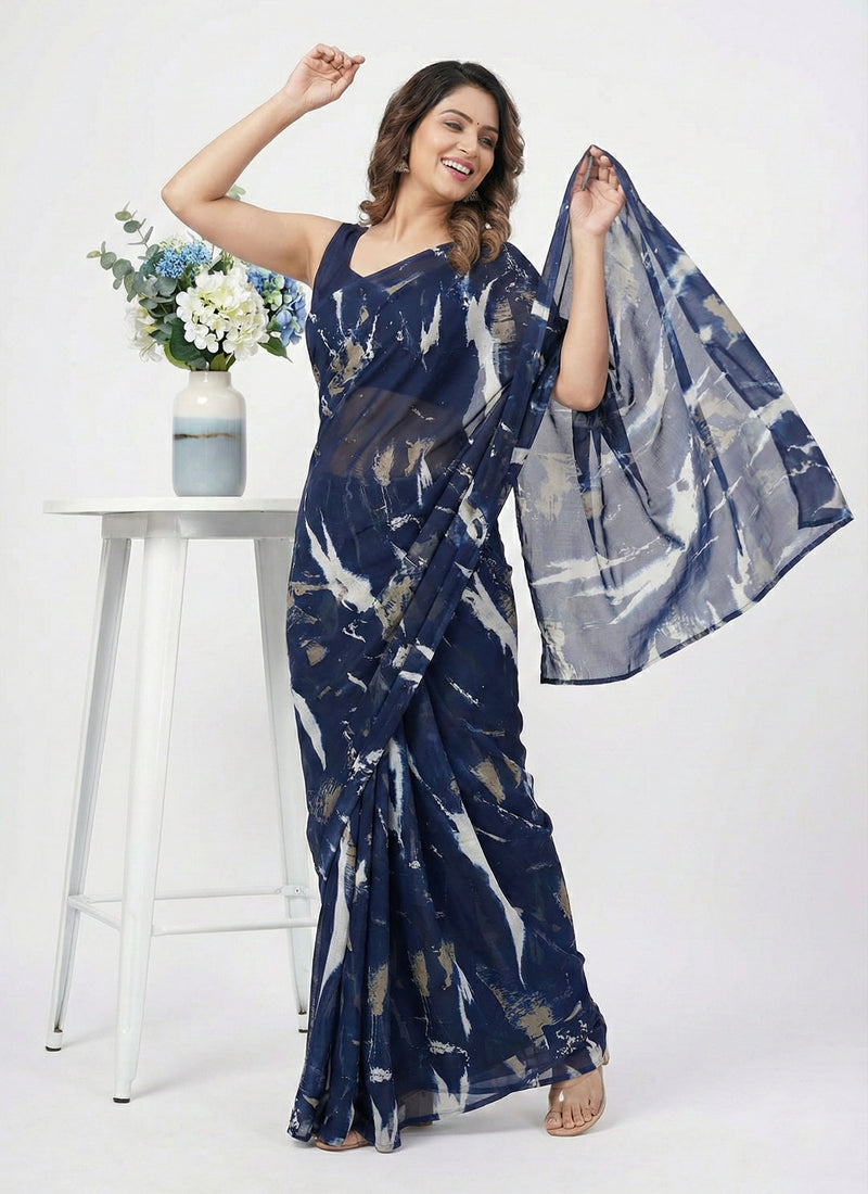 High Quality Garden Vareli Printed Nara Chiffon Saree