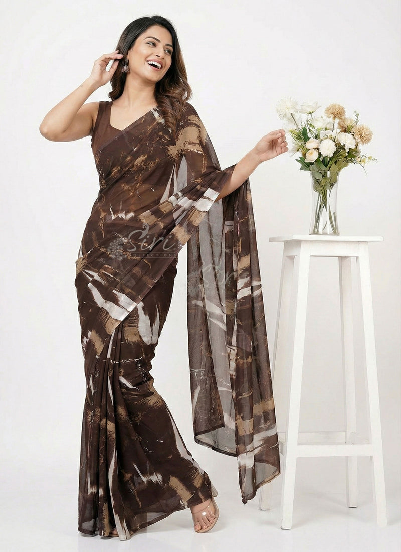 High Quality Garden Vareli Printed Nara Chiffon Saree