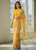High Quality Garden Vareli Printed Nara Chiffon Saree