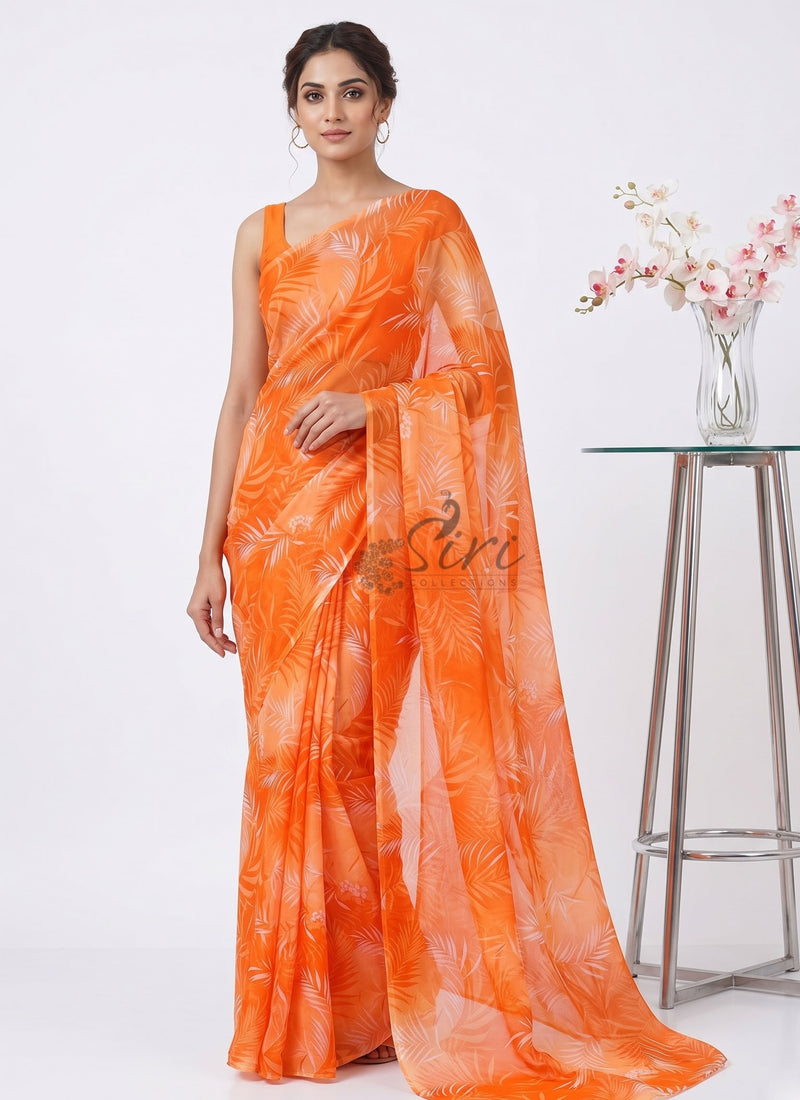 High Quality Garden Vareli Printed Nara Chiffon Saree