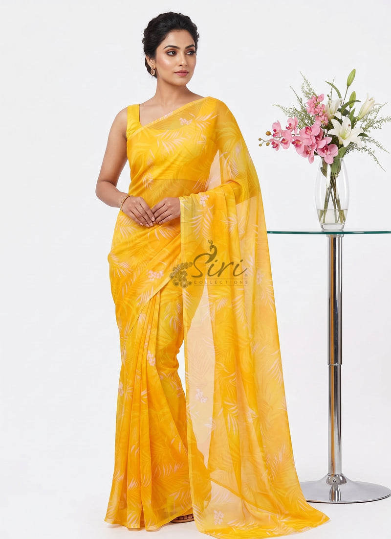 High Quality Garden Vareli Printed Nara Chiffon Saree
