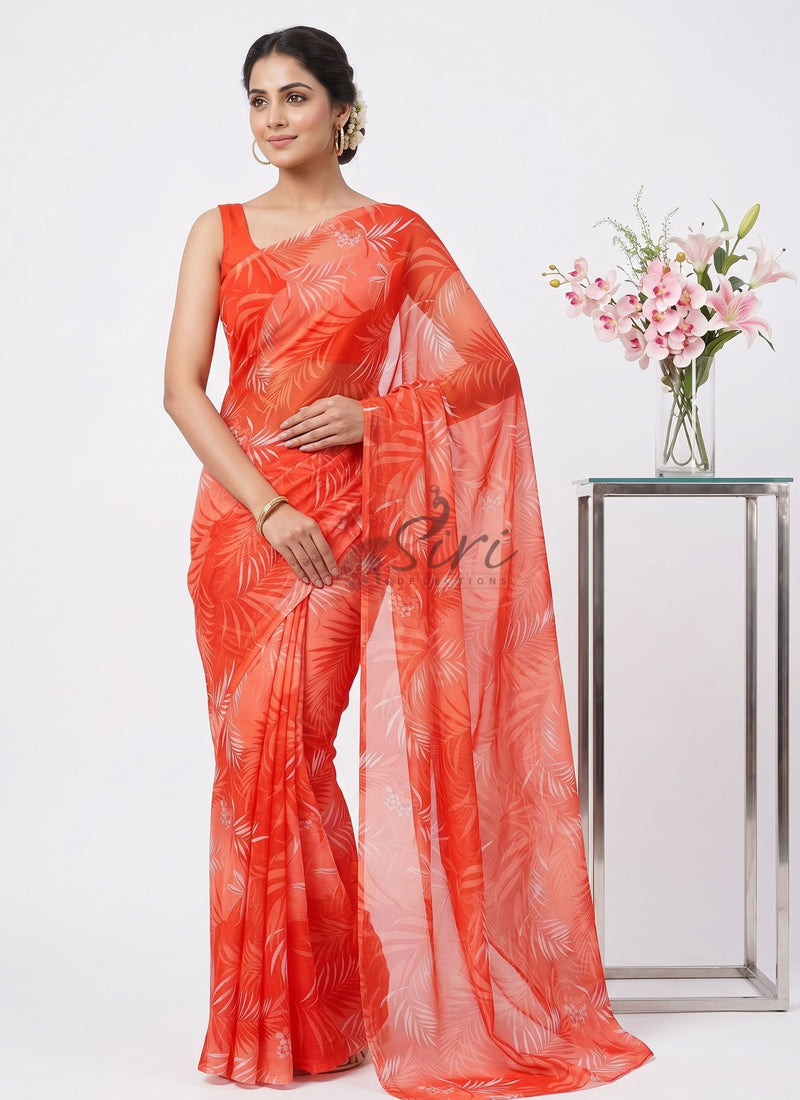 High Quality Garden Vareli Printed Nara Chiffon Saree