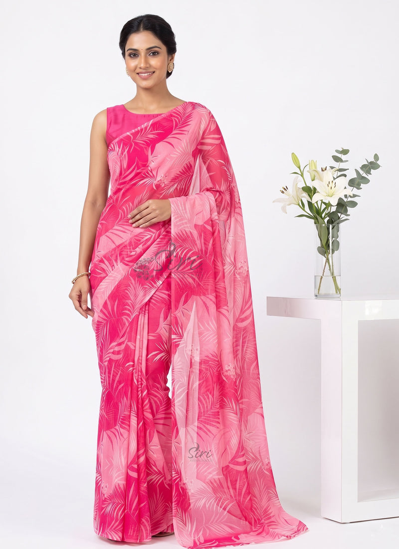 High Quality Garden Vareli Printed Nara Chiffon Saree