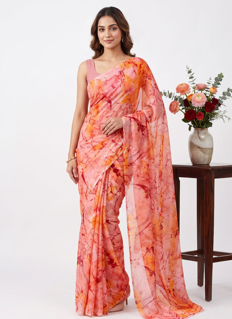 High Quality Garden Vareli Printed Nara Chiffon Saree