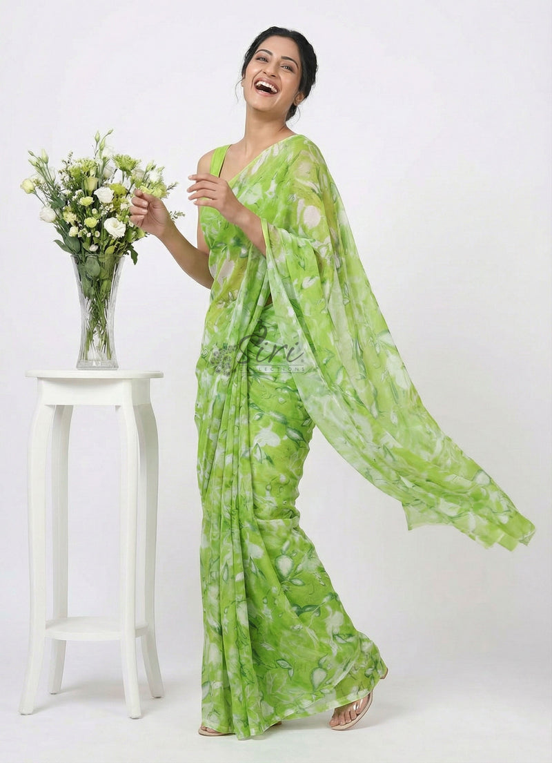 High Quality Garden Vareli Printed Nara Chiffon Saree