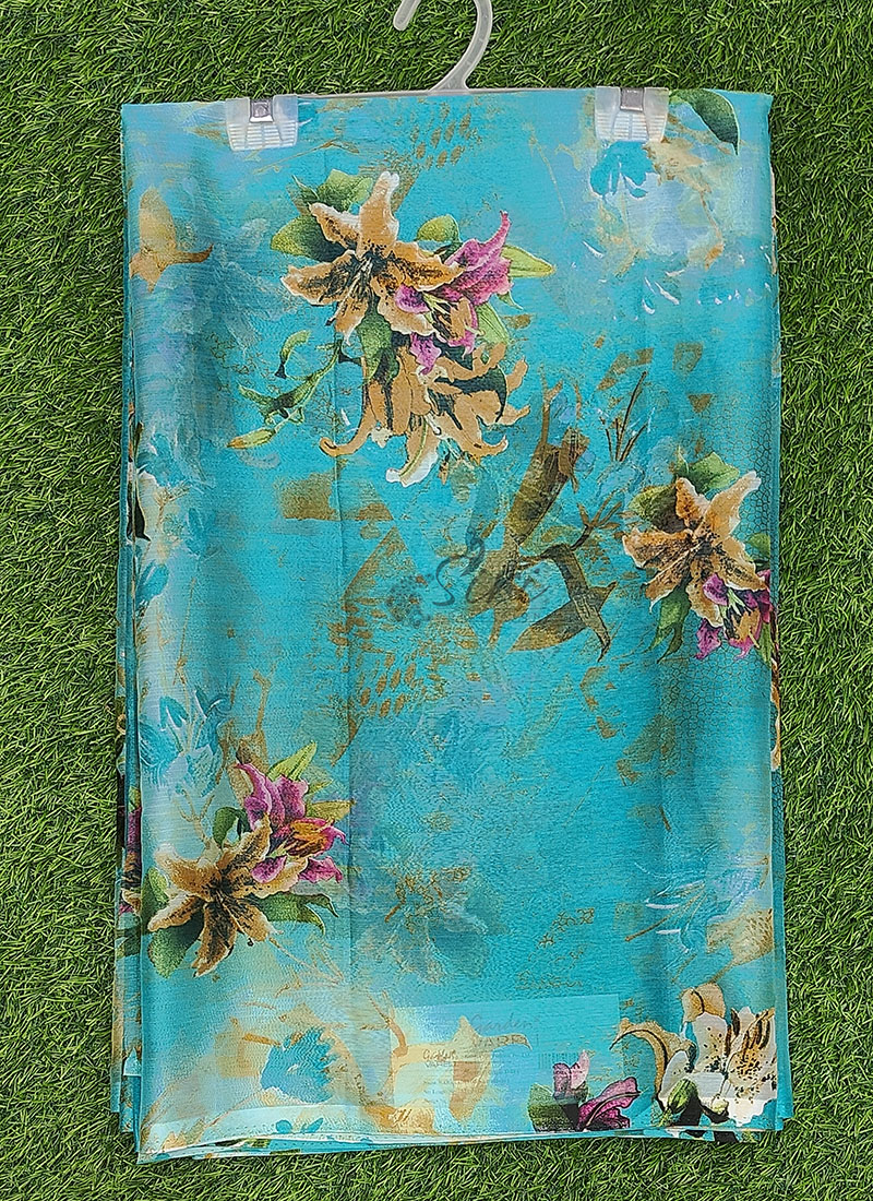 Authentic Garden Vareli Printed Nara Chiffon Saree