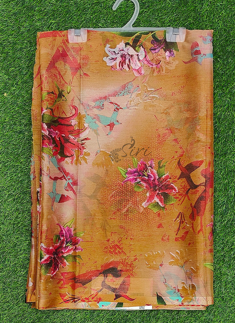 Authentic Garden Vareli Printed Nara Chiffon Saree