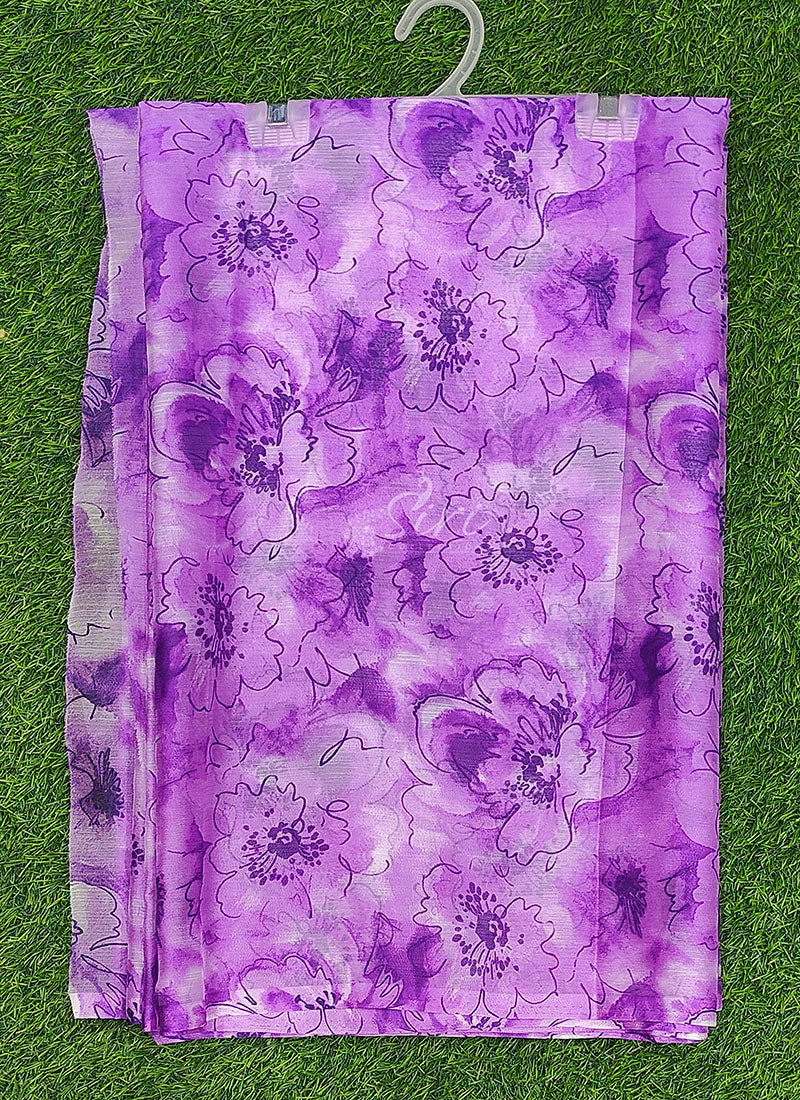 Authentic Garden Vareli Printed Nara Chiffon Saree