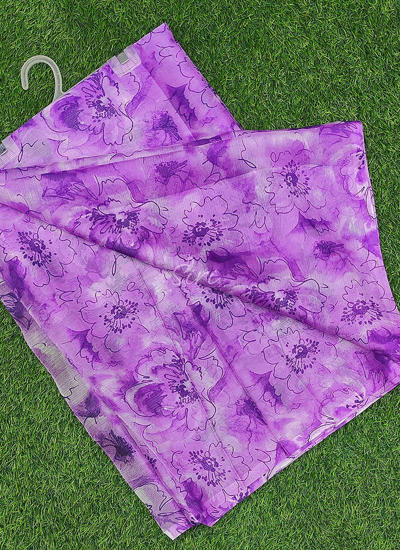 Authentic Garden Vareli Printed Nara Chiffon Saree