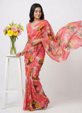 Authentic Garden Vareli Printed Nara Chiffon Saree