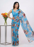 Authentic Garden Vareli Printed Nara Chiffon Saree