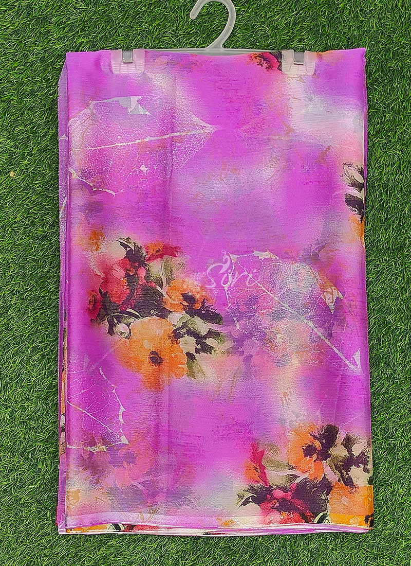 Authentic Garden Vareli Printed Nara Chiffon Saree