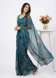 Authentic Garden Vareli Printed Nara Chiffon Saree