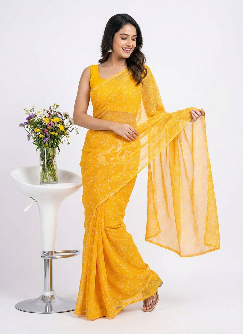 Authentic Garden Vareli Printed Nara Chiffon Saree