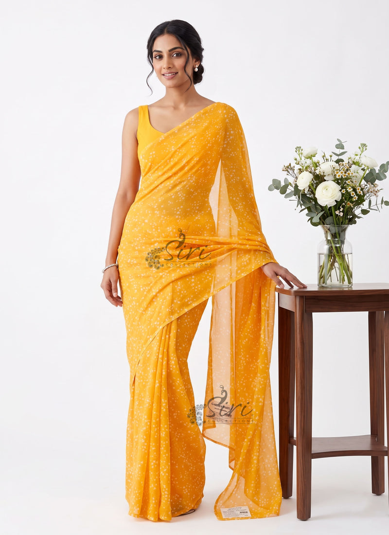 Authentic Garden Vareli Printed Nara Chiffon Saree