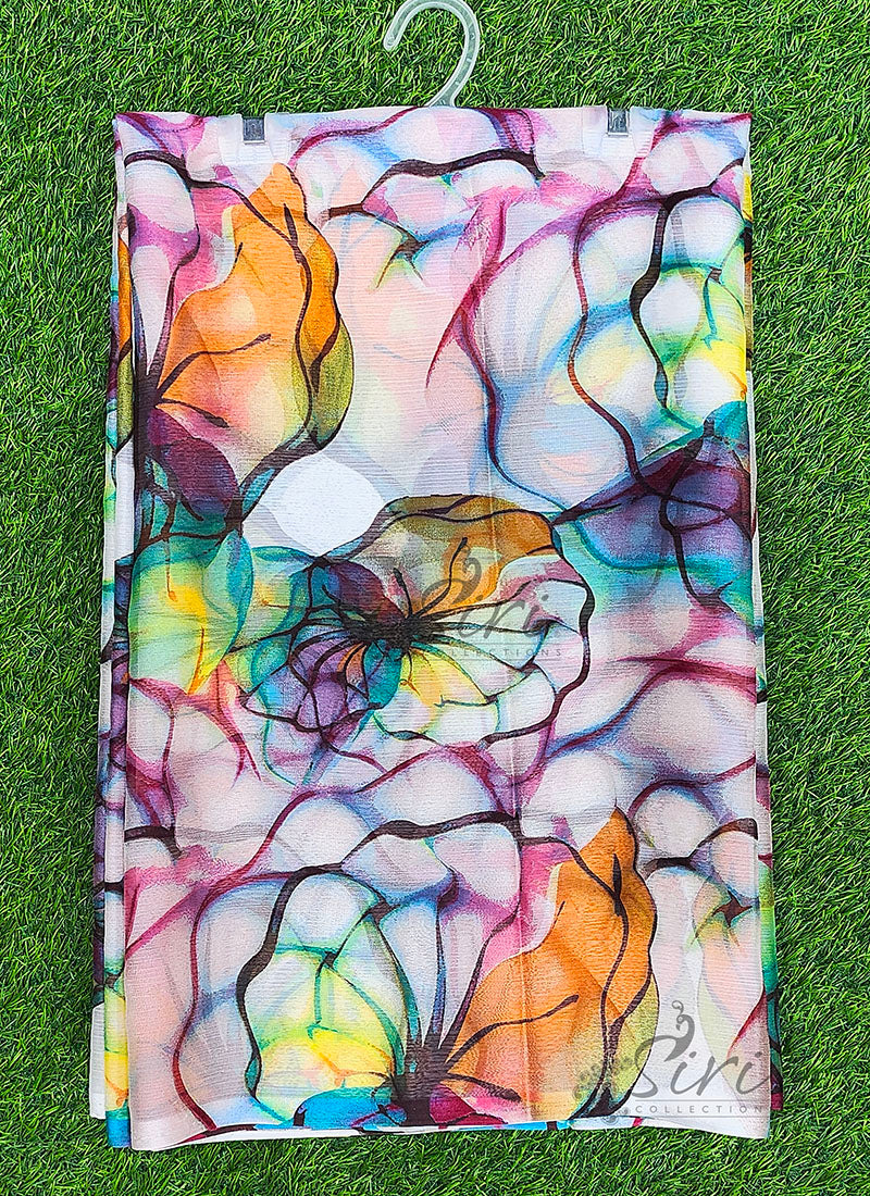 High Quality Garden Vareli Printed Nara Chiffon Saree