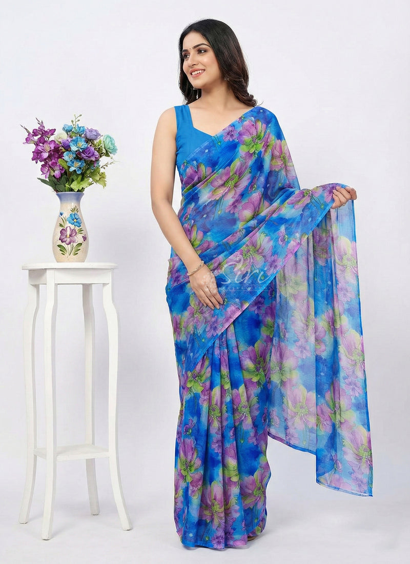 High Quality Garden Vareli Printed Nara Chiffon Saree