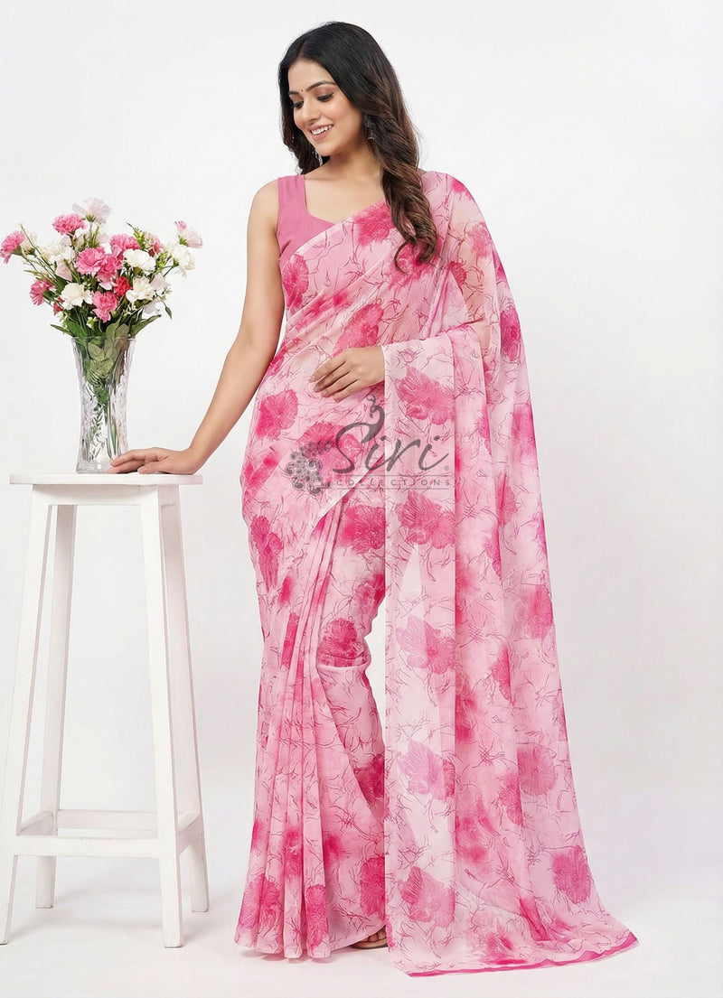 High Quality Garden Vareli Printed Nara Chiffon Saree