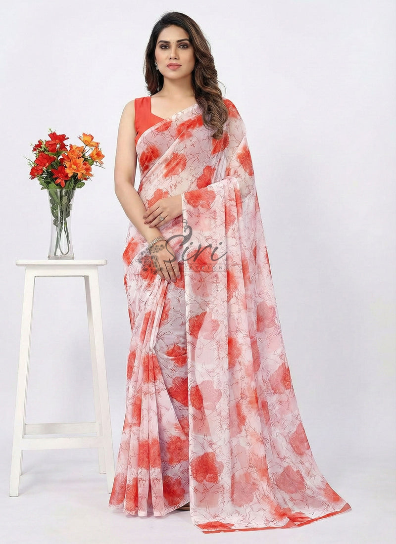 High Quality Garden Vareli Printed Nara Chiffon Saree