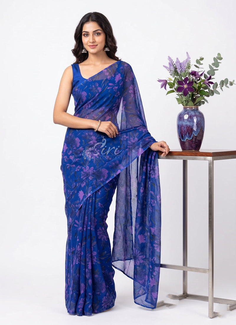 High Quality Garden Vareli Printed Nara Chiffon Saree
