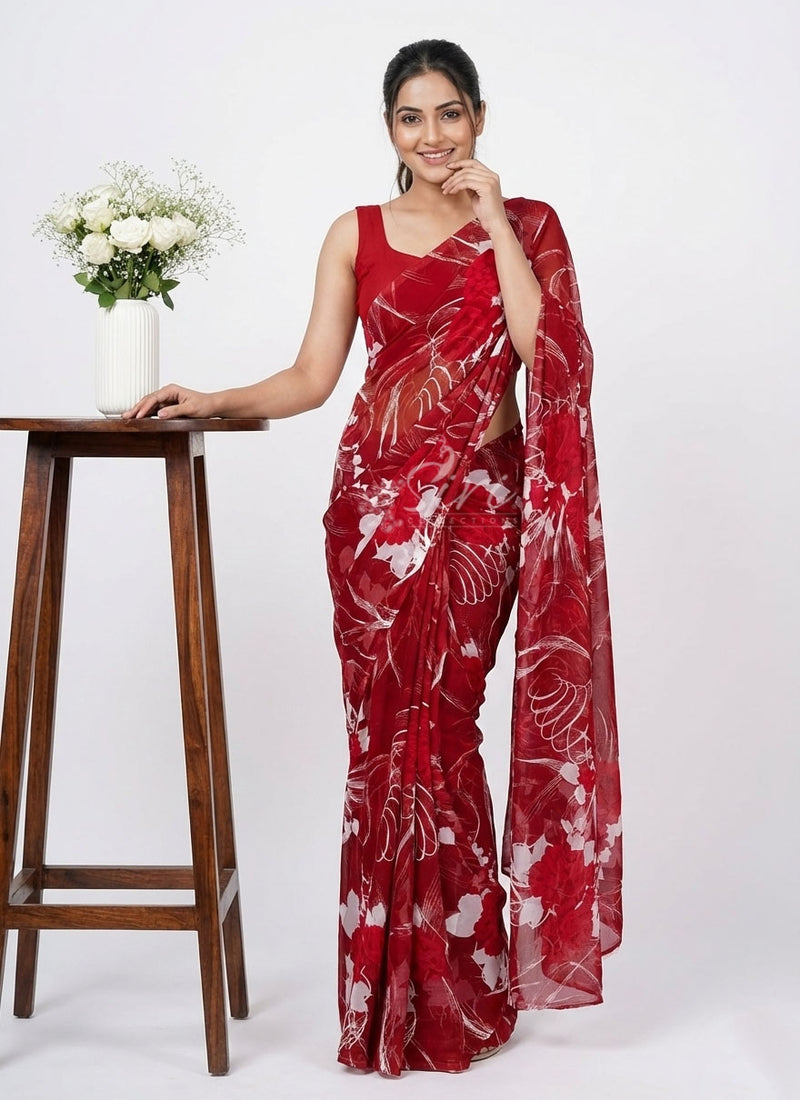 High Quality Garden Vareli Printed Nara Chiffon Saree