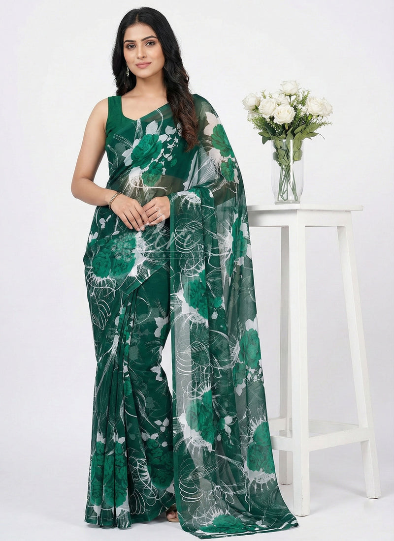 High Quality Garden Vareli Printed Nara Chiffon Saree