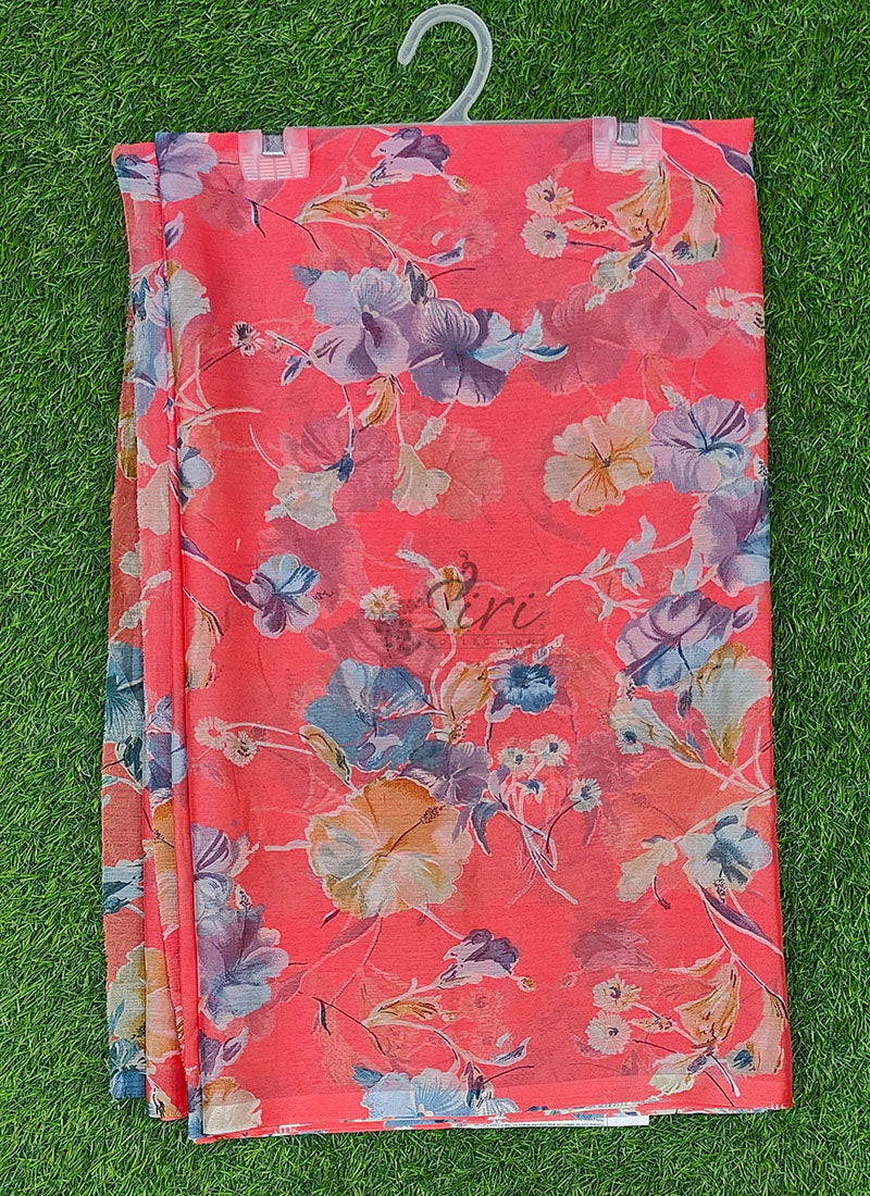 High Quality Garden Vareli Printed Nara Chiffon Saree