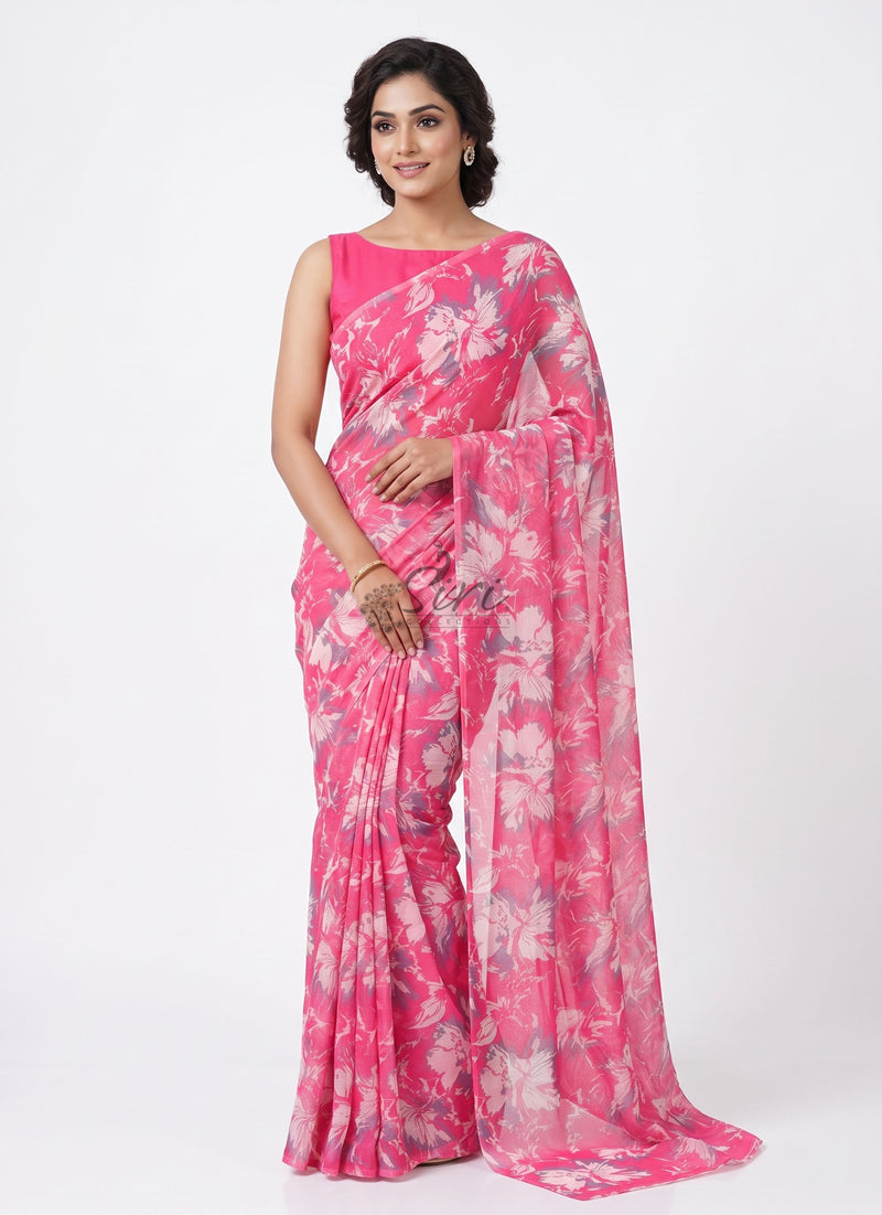High Quality Garden Vareli Printed Nara Chiffon Saree