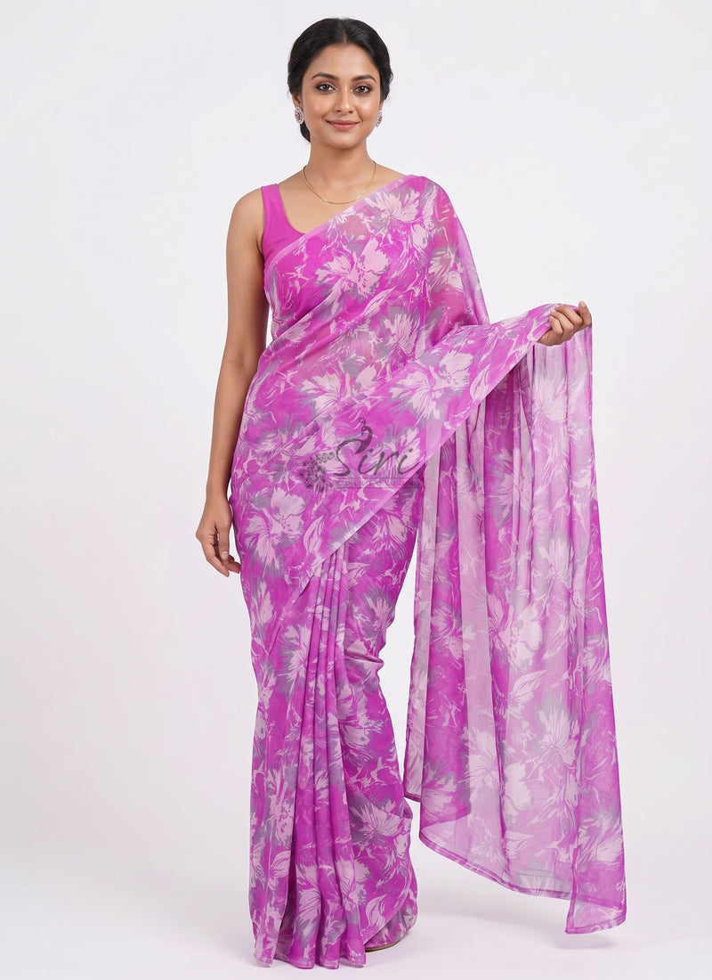 High Quality Garden Vareli Printed Nara Chiffon Saree