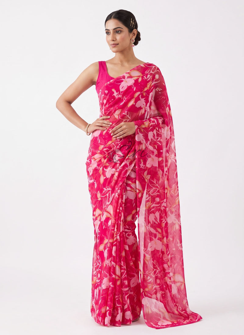 Latest Garden Vareli Printed Nara Chiffon Saree