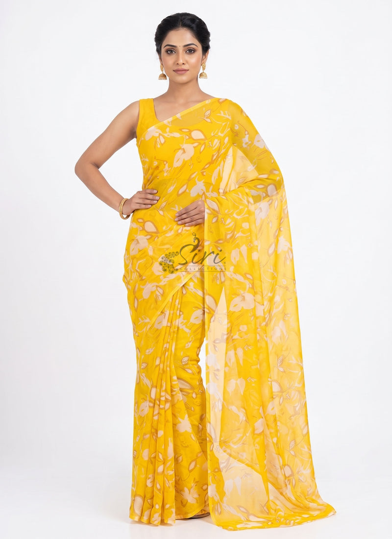 Latest Garden Vareli Printed Nara Chiffon Saree