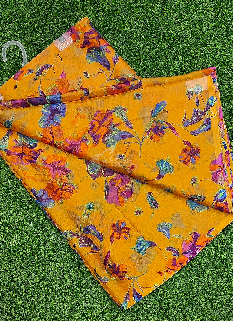 Latest Garden Vareli Printed Nara Chiffon Saree