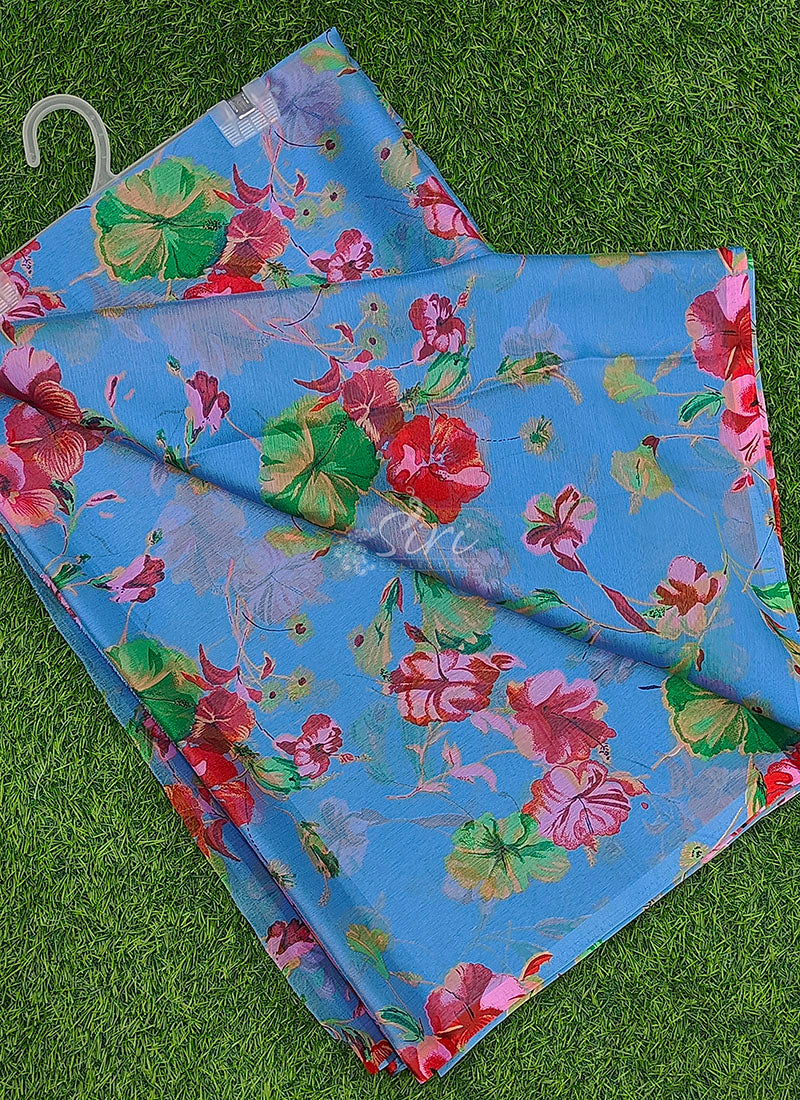 Latest Garden Vareli Printed Nara Chiffon Saree
