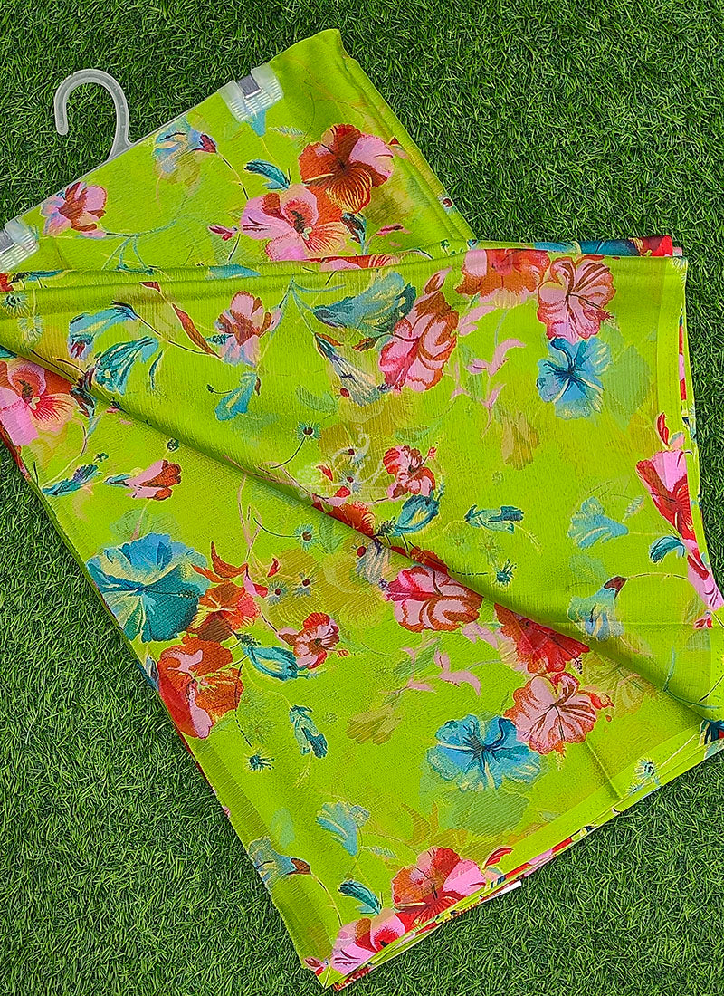 Latest Garden Vareli Printed Nara Chiffon Saree