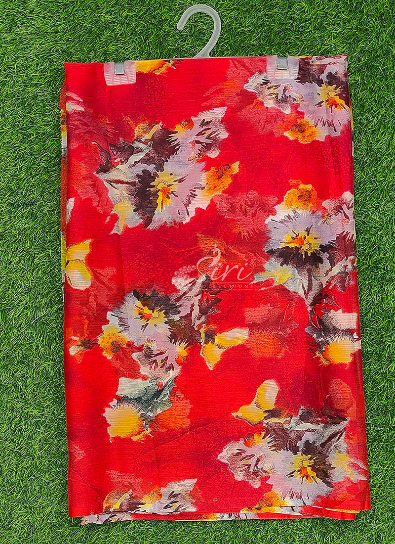 Latest Garden Vareli Printed Nara Chiffon Saree