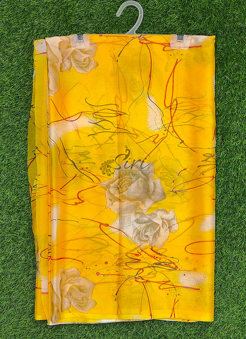 Latest Garden Vareli Printed Nara Chiffon Saree