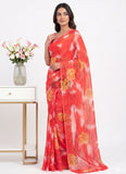Latest Garden Vareli Printed Nara Chiffon Saree