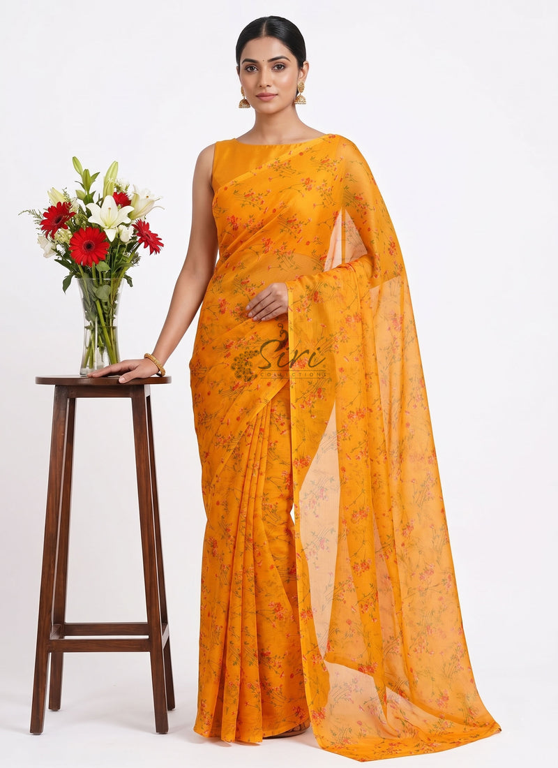 Latest Garden Vareli Printed Nara Chiffon Saree