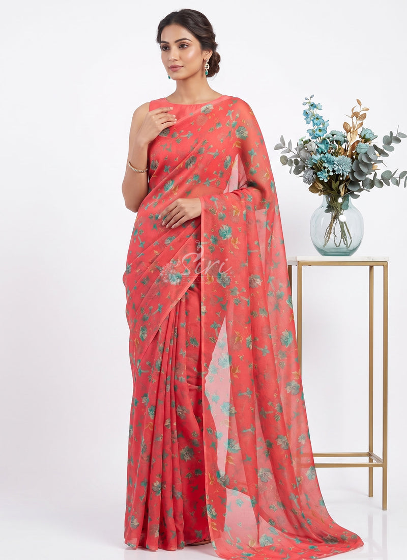 Latest Light Weight Garden Vareli Nara Chiffon Saree