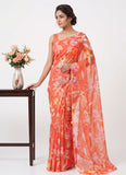 Latest Garden Vareli Printed Nara Chiffon Saree