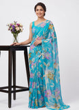 Latest Garden Vareli Printed Nara Chiffon Saree