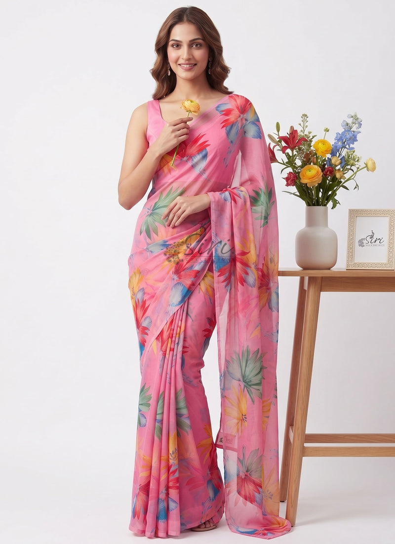Authentic Garden Vareli Nara Chiffon Saree
