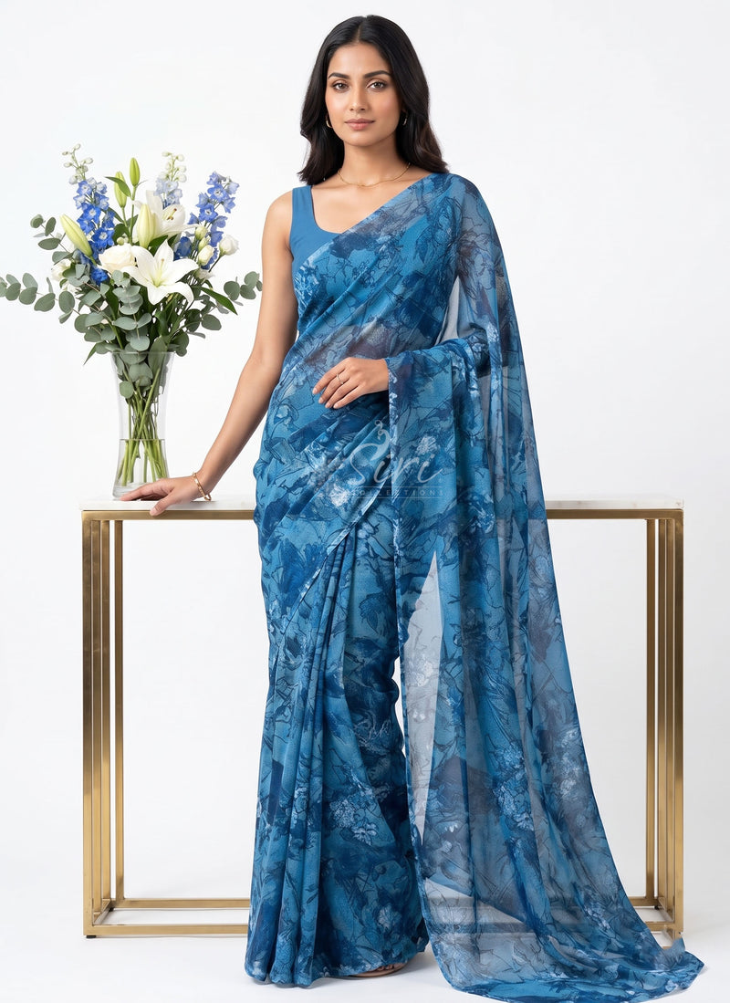 Latest Light Weight Garden Vareli Nara Chiffon Saree